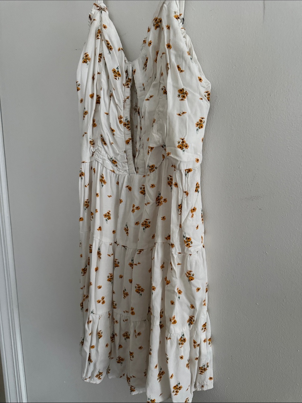 Aeropostale White Midi Dress with Yellow Floral Print